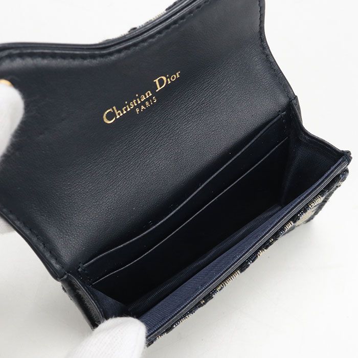 Dior Blue Mukado Holder Saddle Business Card Oblique Credit — view 3