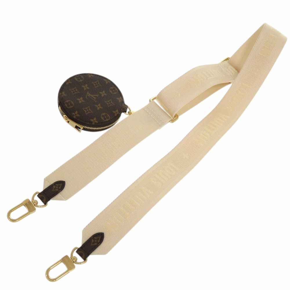 Louis Vuitton On The Go PM Shoulder Strap with Coin Case Monogram Canvas White Brown — view 4