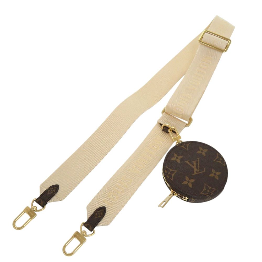 Louis Vuitton On The Go PM Shoulder Strap with Coin Case Monogram Canvas White Brown — view 3