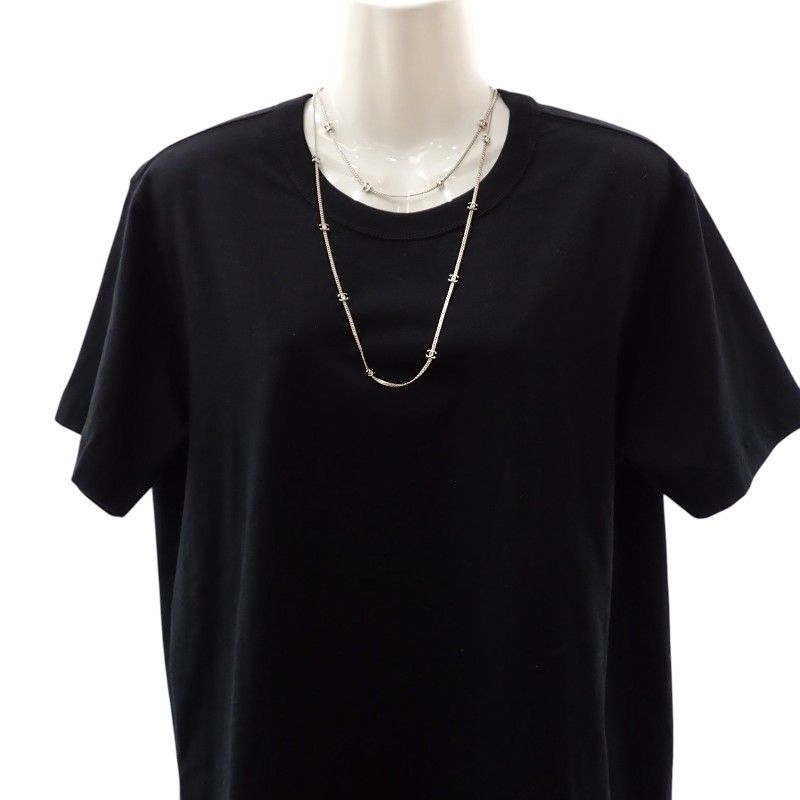 Chanel CC Logo Long Necklace Metal Silver — view 3