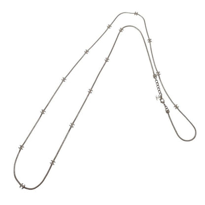 Chanel CC Logo Long Necklace Metal Silver — view 2
