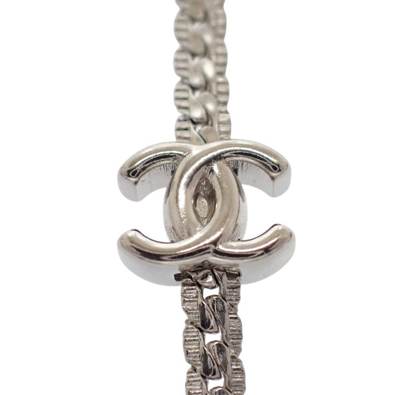 Chanel CC Logo Long Necklace Metal Silver — view 7