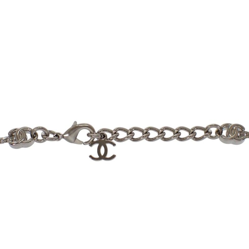 Chanel CC Logo Long Necklace Metal Silver — view 5