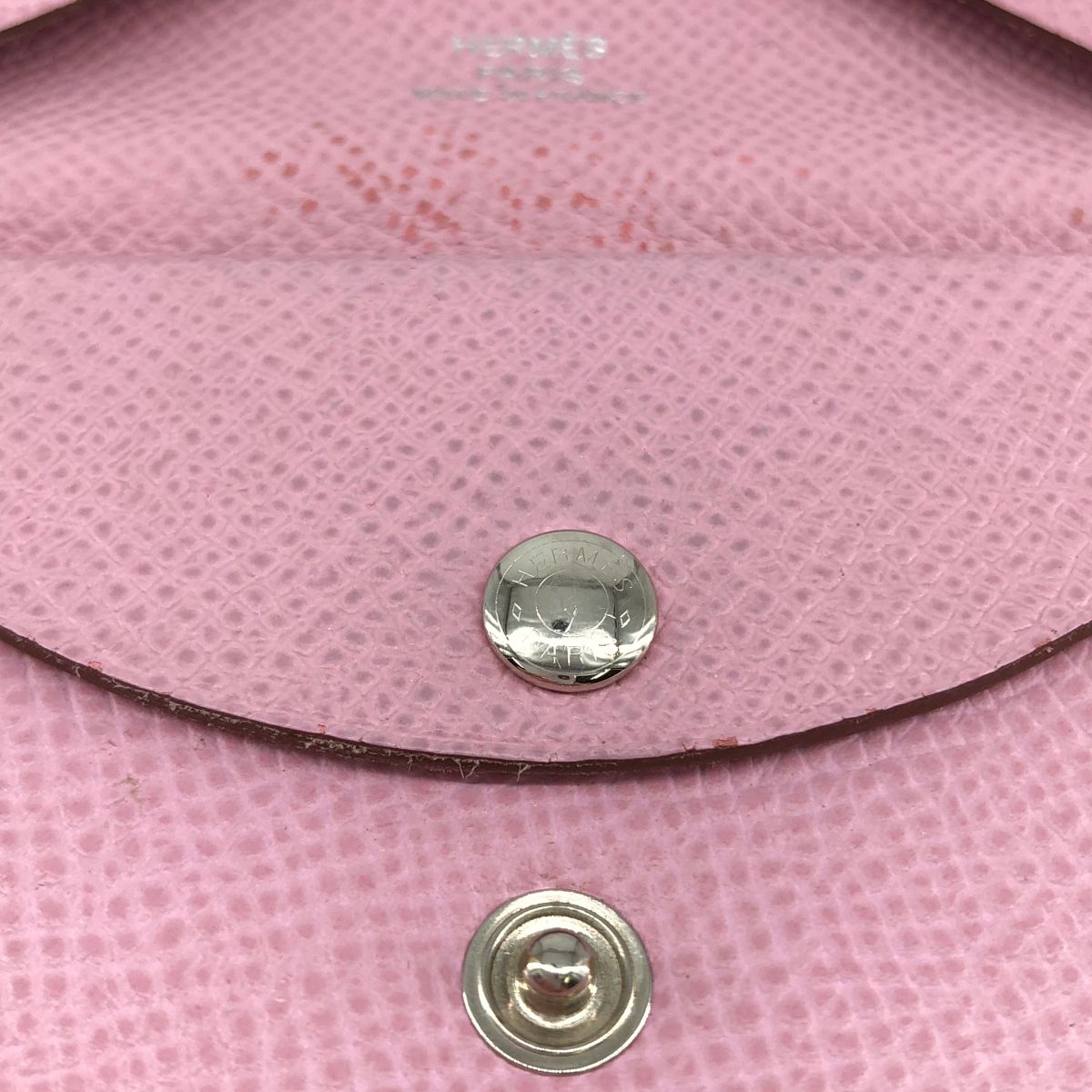 Hermes Calvi Duo Leather Compact Wallet Coin Case Pink — view 6