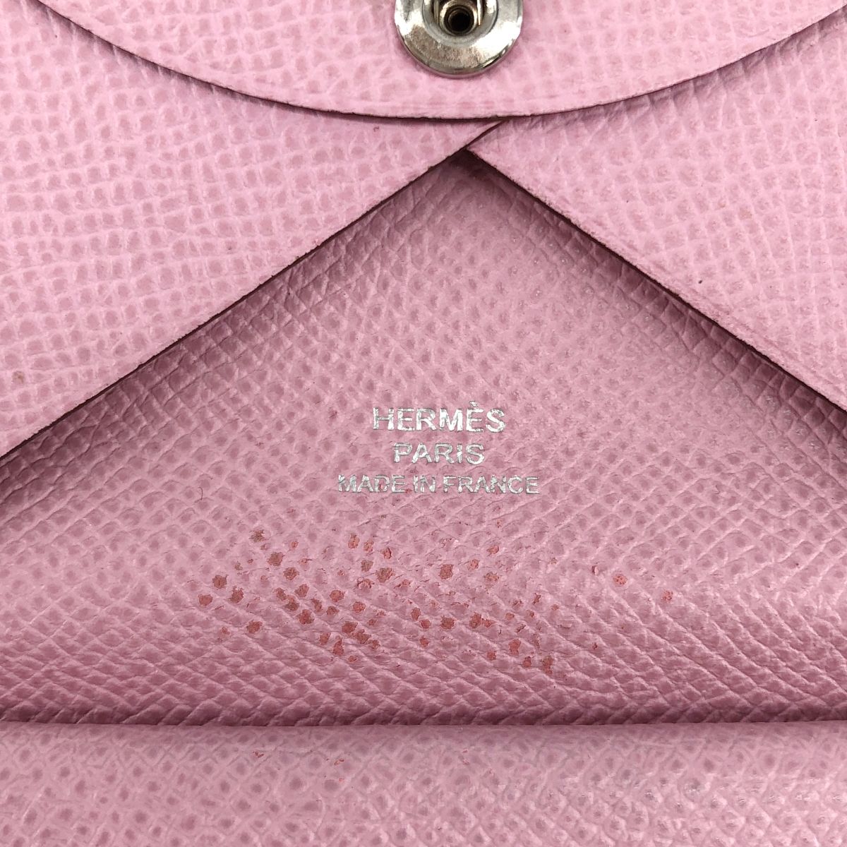 Hermes Calvi Duo Leather Compact Wallet Coin Case Pink — view 5