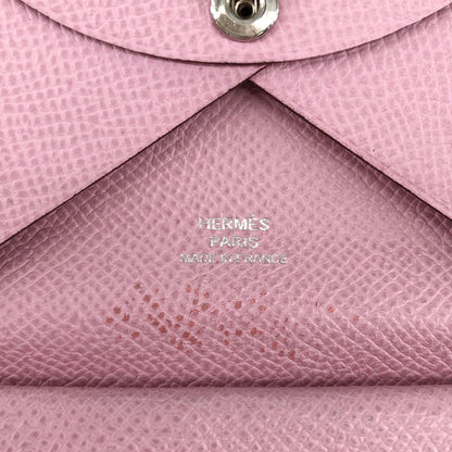 Hermes Calvi Duo Leather Compact Wallet Coin Case Pink — view 5