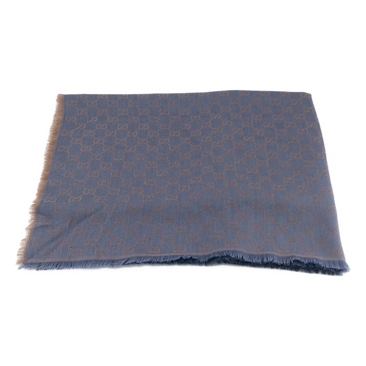 Gucci All Over Jacquard GG Logo Fringe Large Shawl Purple Brown — view 2