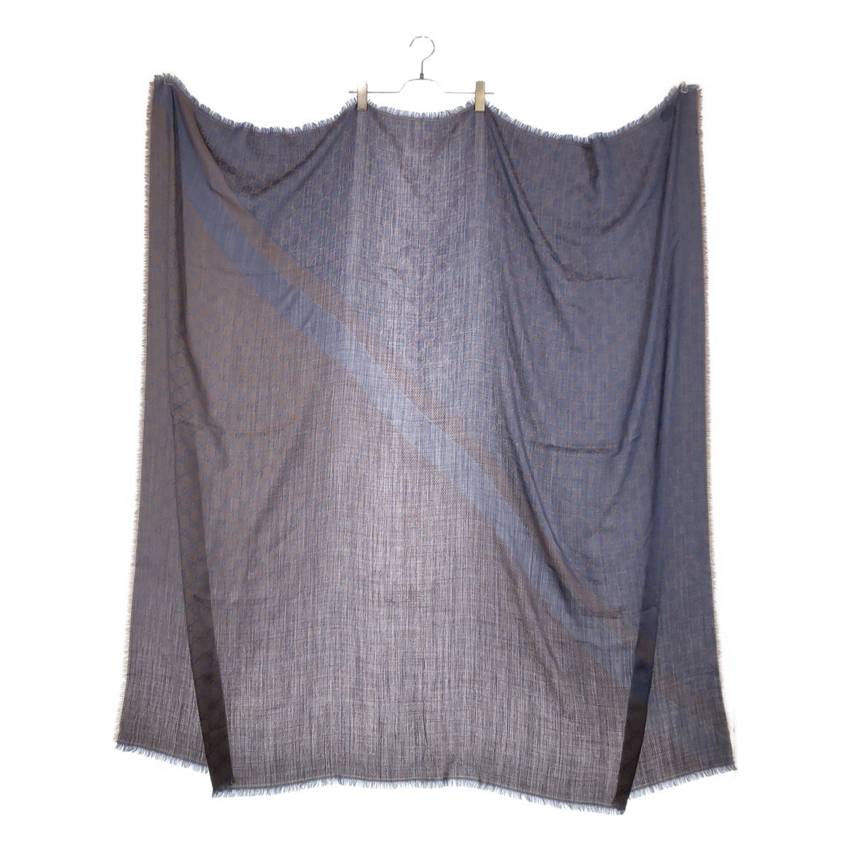 Gucci All Over Jacquard GG Logo Fringe Large Shawl Purple Brown — view 3