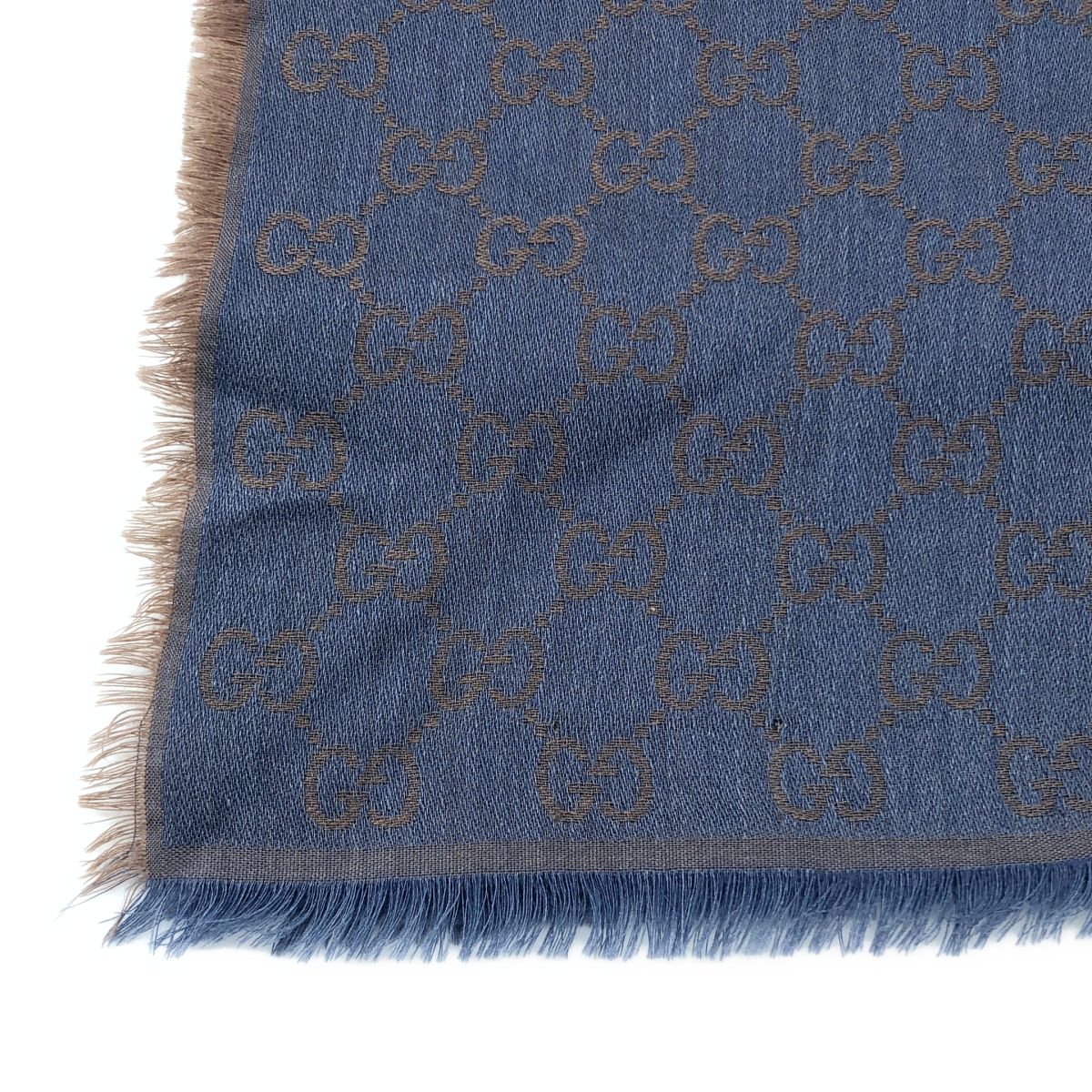 Gucci All Over Jacquard GG Logo Fringe Large Shawl Purple Brown — view 4