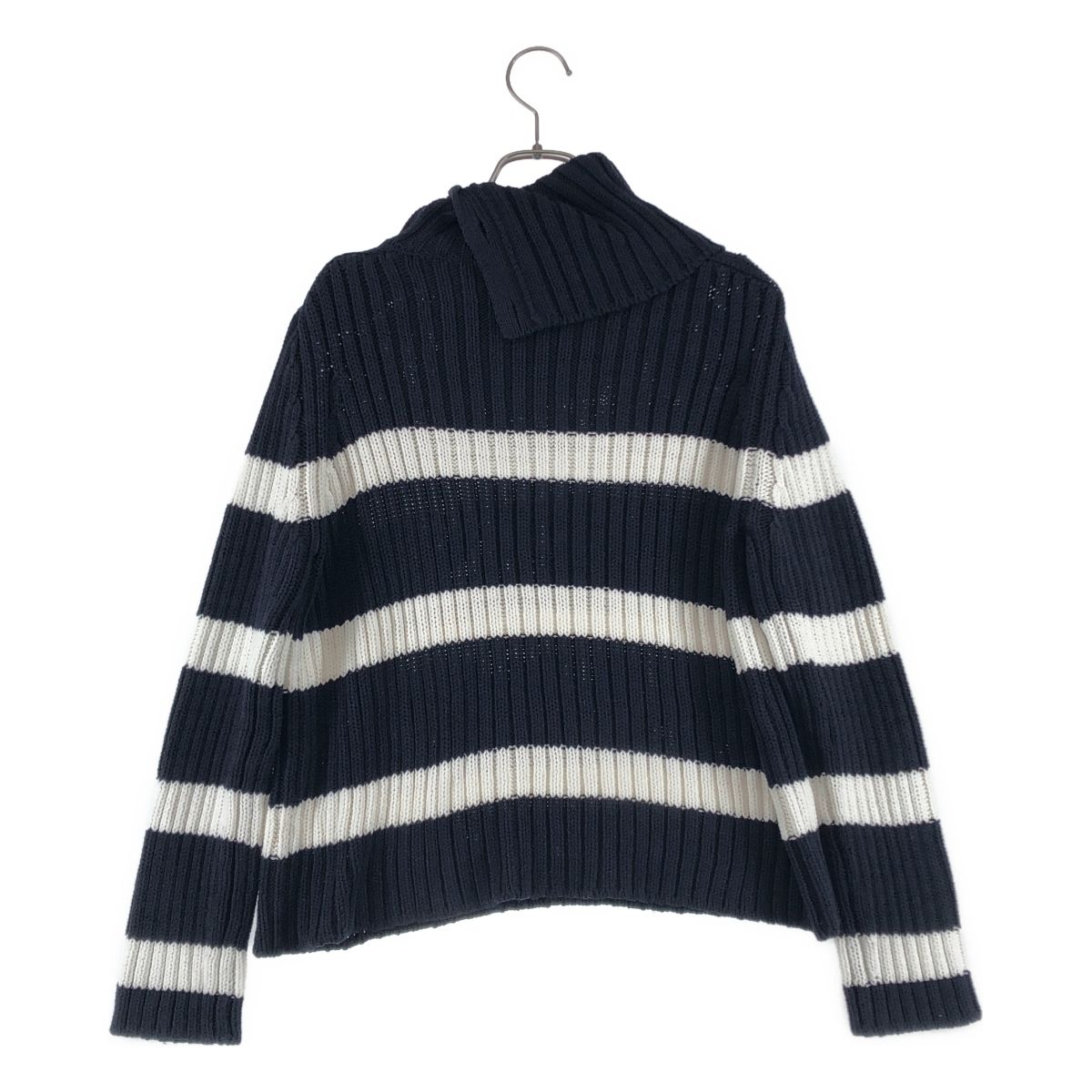 Dior Mariniere D Stripe Turtleneck Border Button Knit 34 Navywhite — view 4