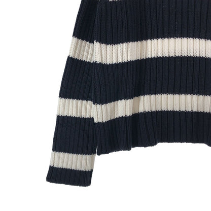 Dior Mariniere D Stripe Turtleneck Border Button Knit 34 Navywhite — view 3