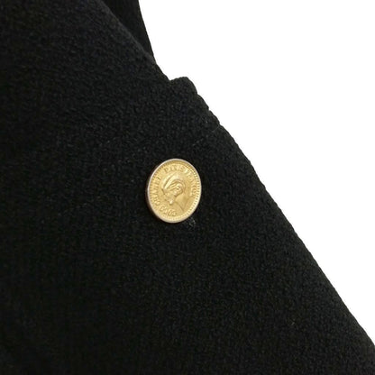 Chanel Vintage Coco Coin Button Double Breasted Jacket Coat Black — view 3