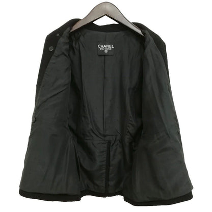 Chanel Vintage Coco Coin Button Double Breasted Jacket Coat Black — view 8
