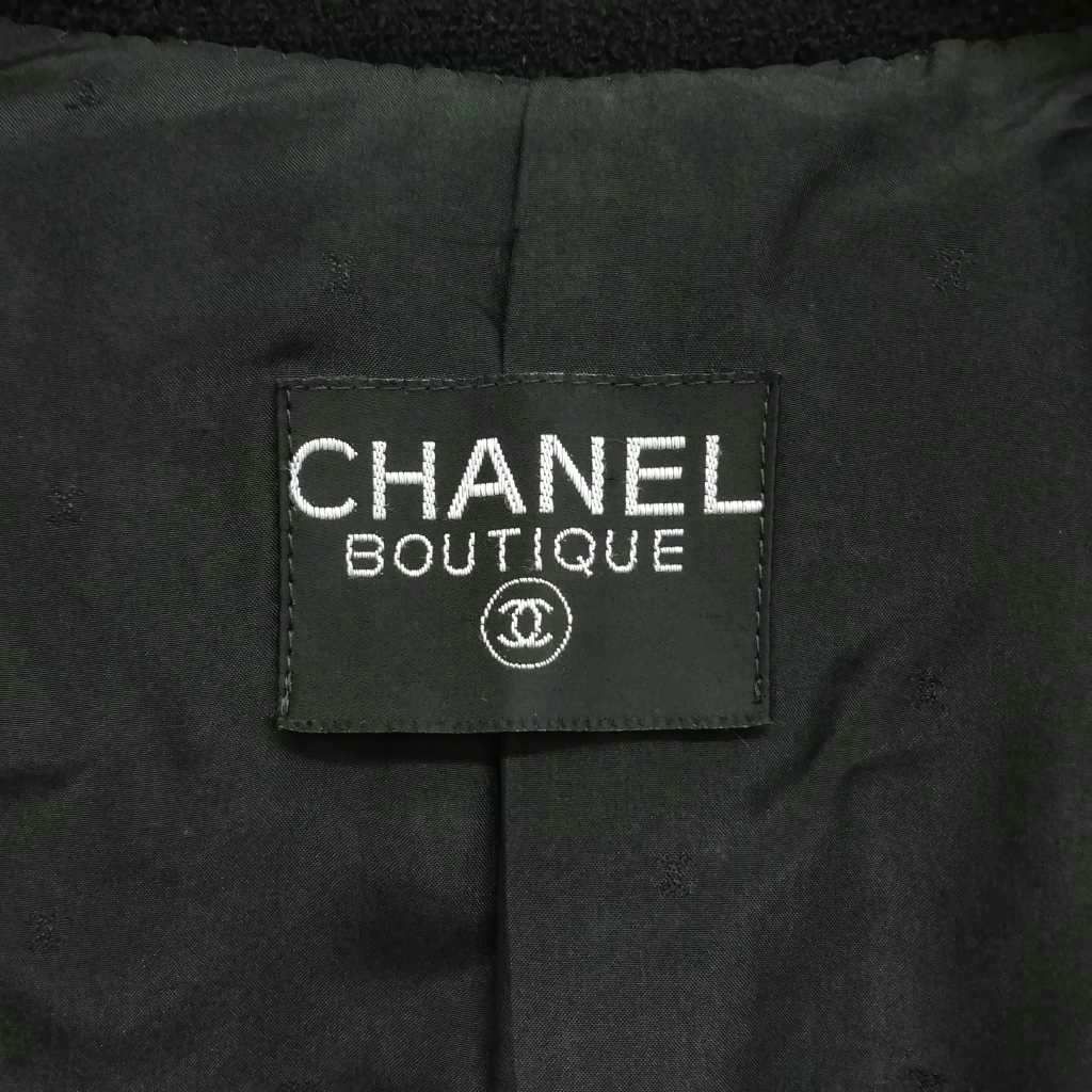 Chanel Vintage Coco Coin Button Double Breasted Jacket Coat Black — view 9