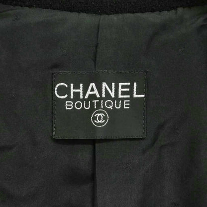 Chanel Vintage Coco Coin Button Double Breasted Jacket Coat Black — view 9