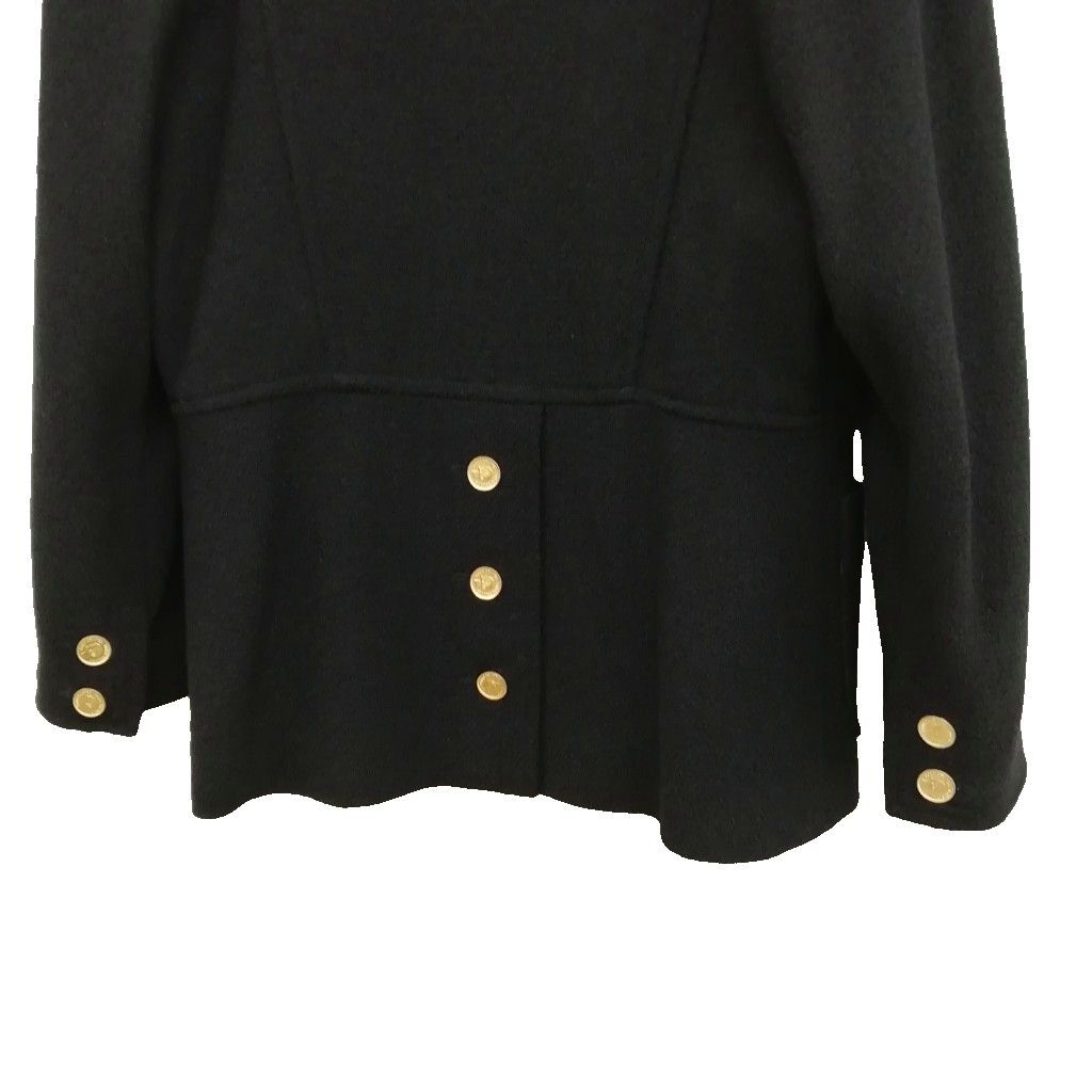 Chanel Vintage Coco Coin Button Double Breasted Jacket Coat Black — view 6
