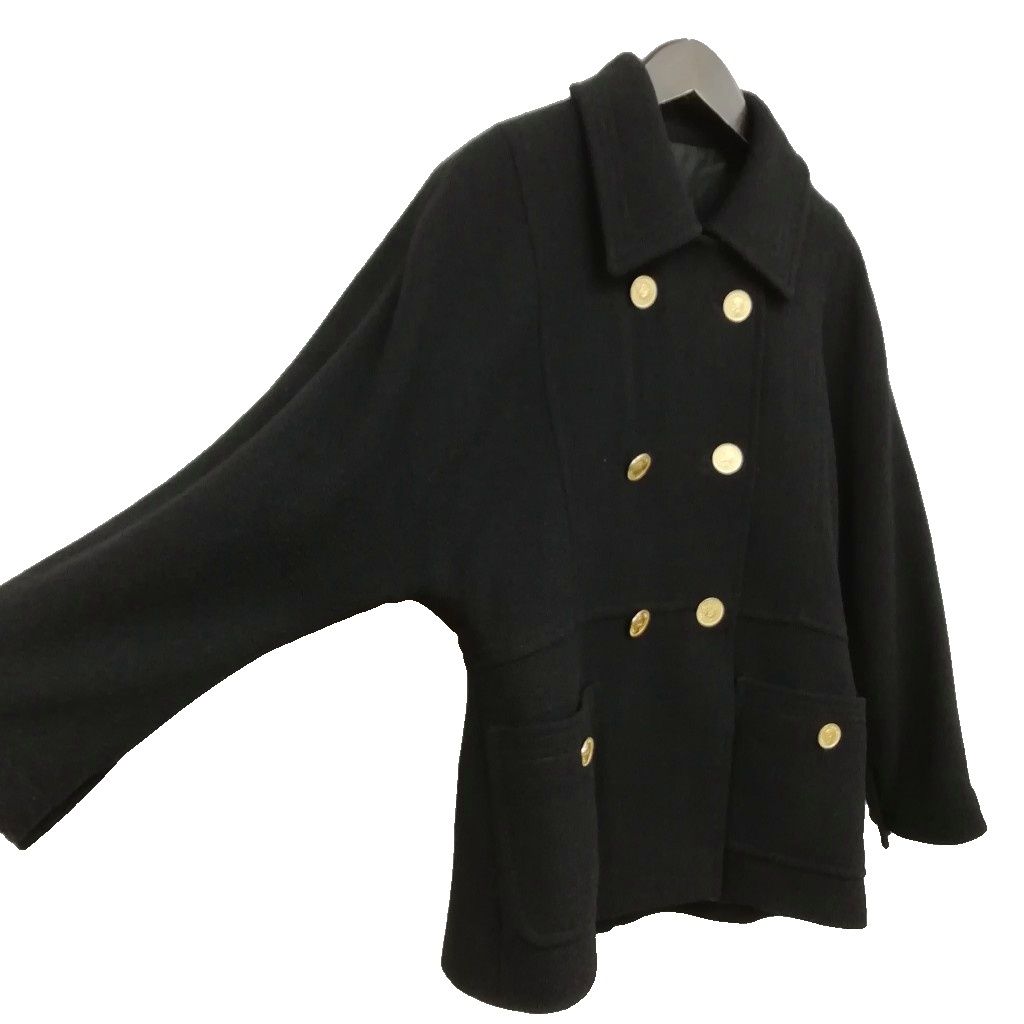Chanel Vintage Coco Coin Button Double Breasted Jacket Coat Black — view 4