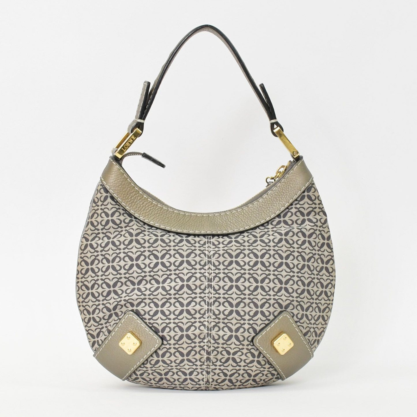 Loewe New Road Line Anagram Bag Silver Canvas Leather Gold — view 3