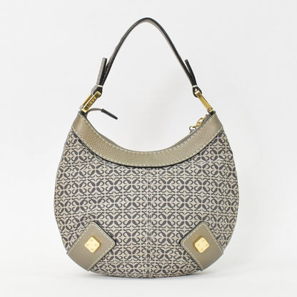 Loewe New Road Line Anagram Bag Silver Canvas Leather Gold — view 3