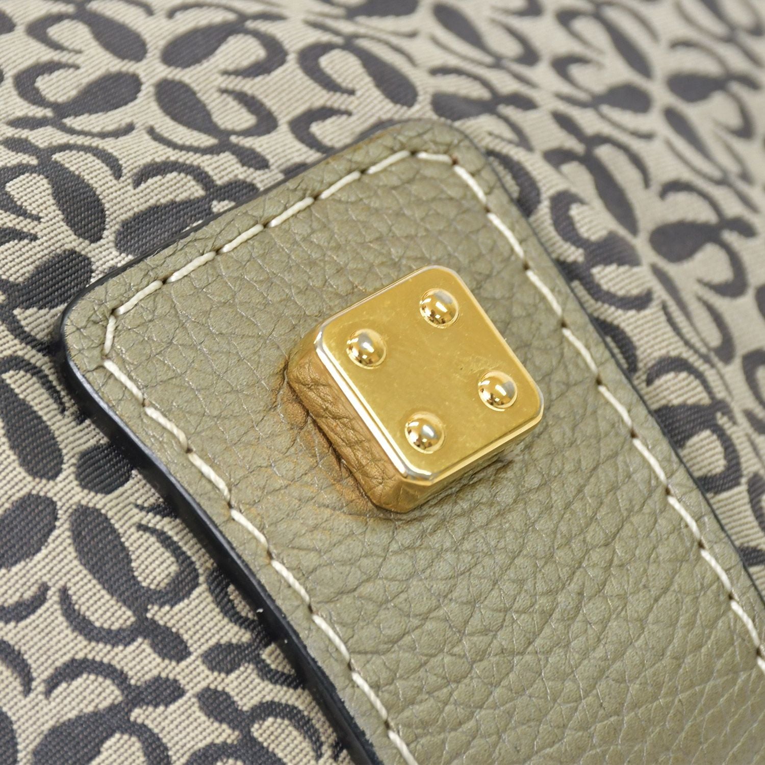 Loewe New Road Line Anagram Bag Silver Canvas Leather Gold — view 7