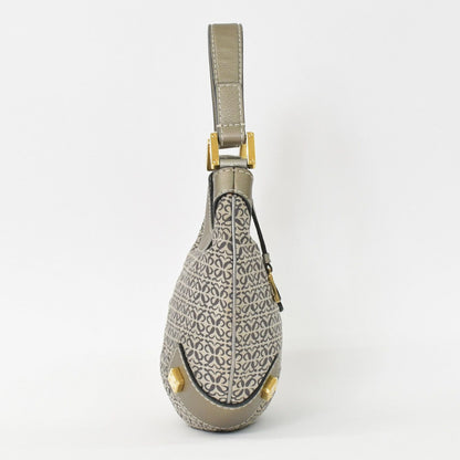 Loewe New Road Line Anagram Bag Silver Canvas Leather Gold — view 4
