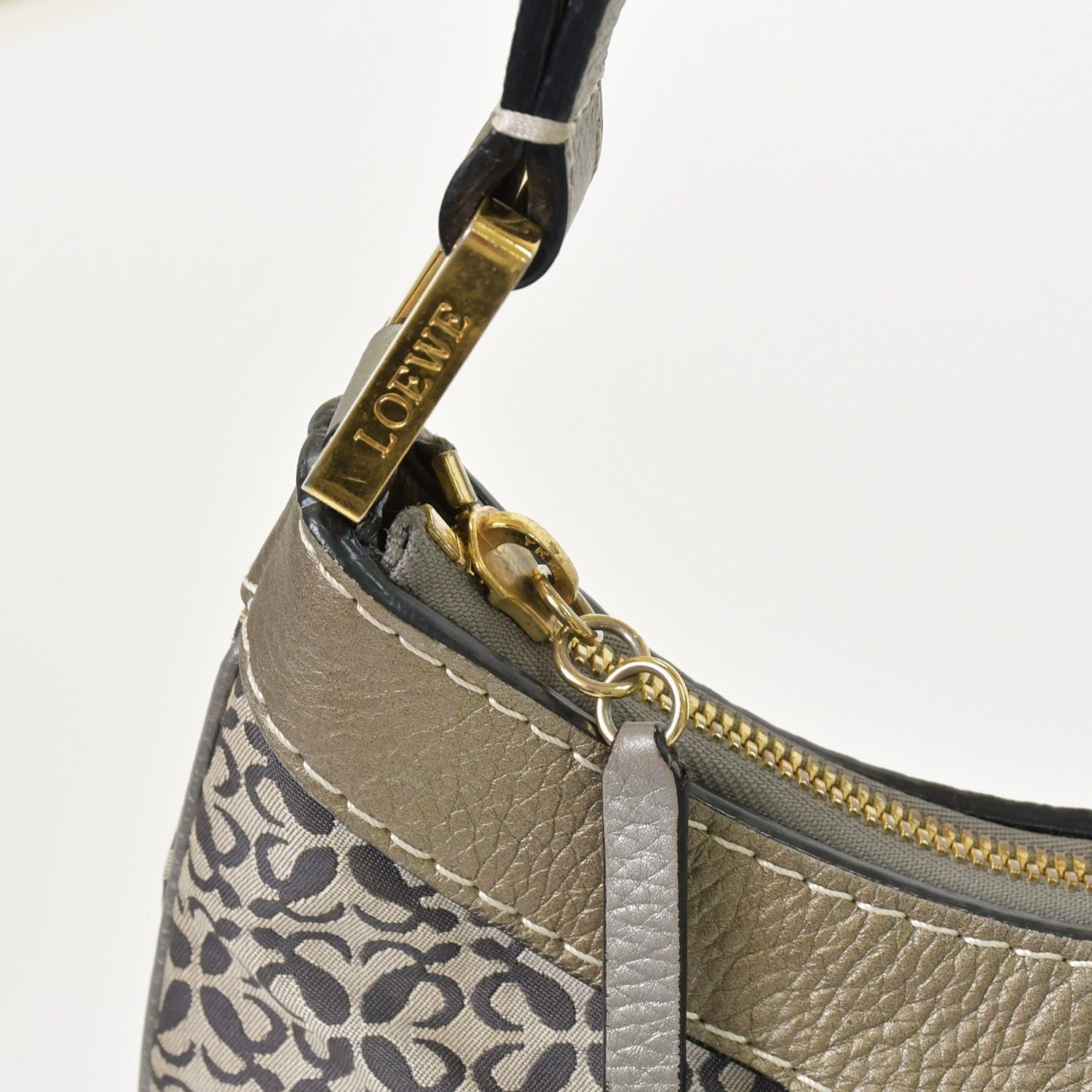 Loewe New Road Line Anagram Bag Silver Canvas Leather Gold — view 8