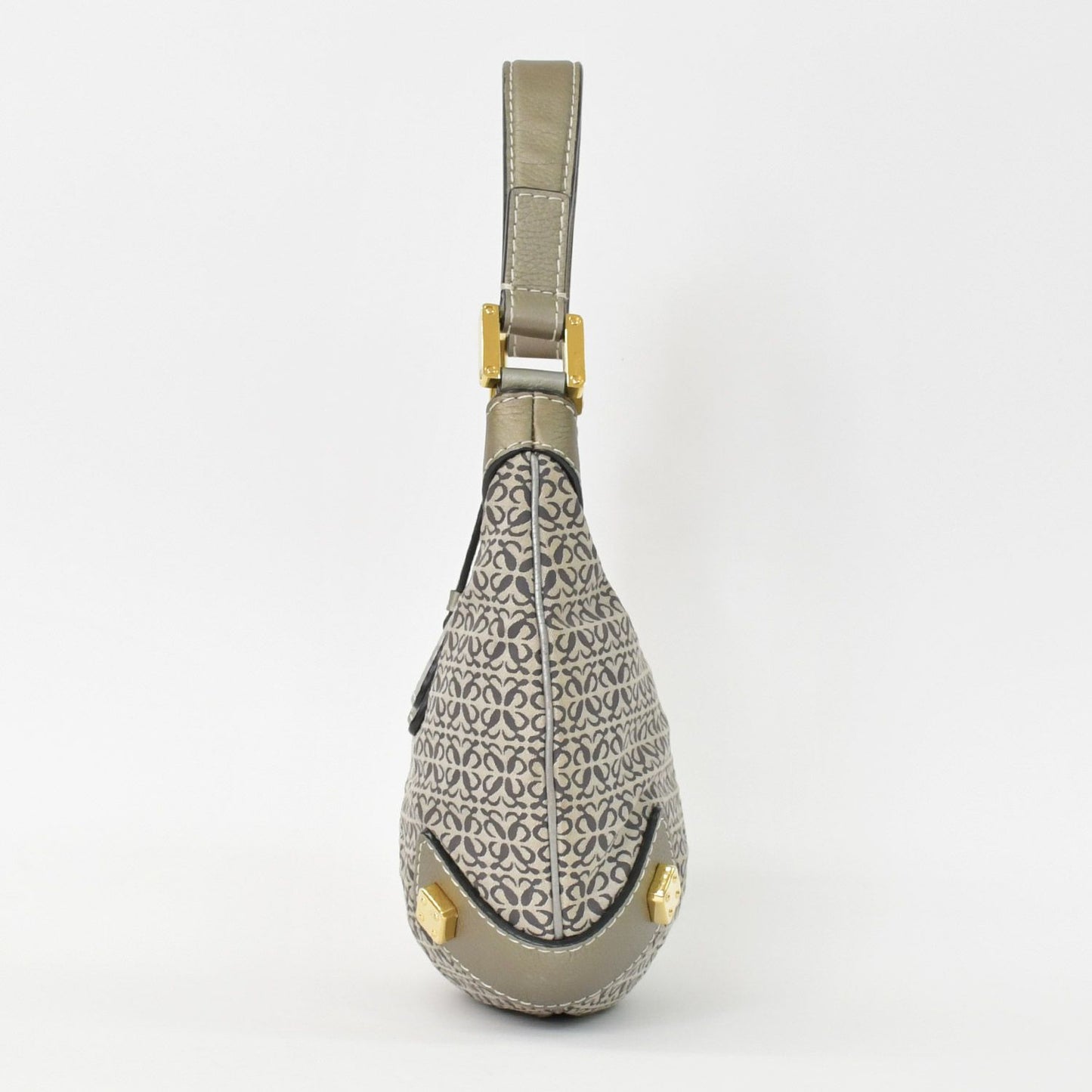 Loewe New Road Line Anagram Bag Silver Canvas Leather Gold — view 2
