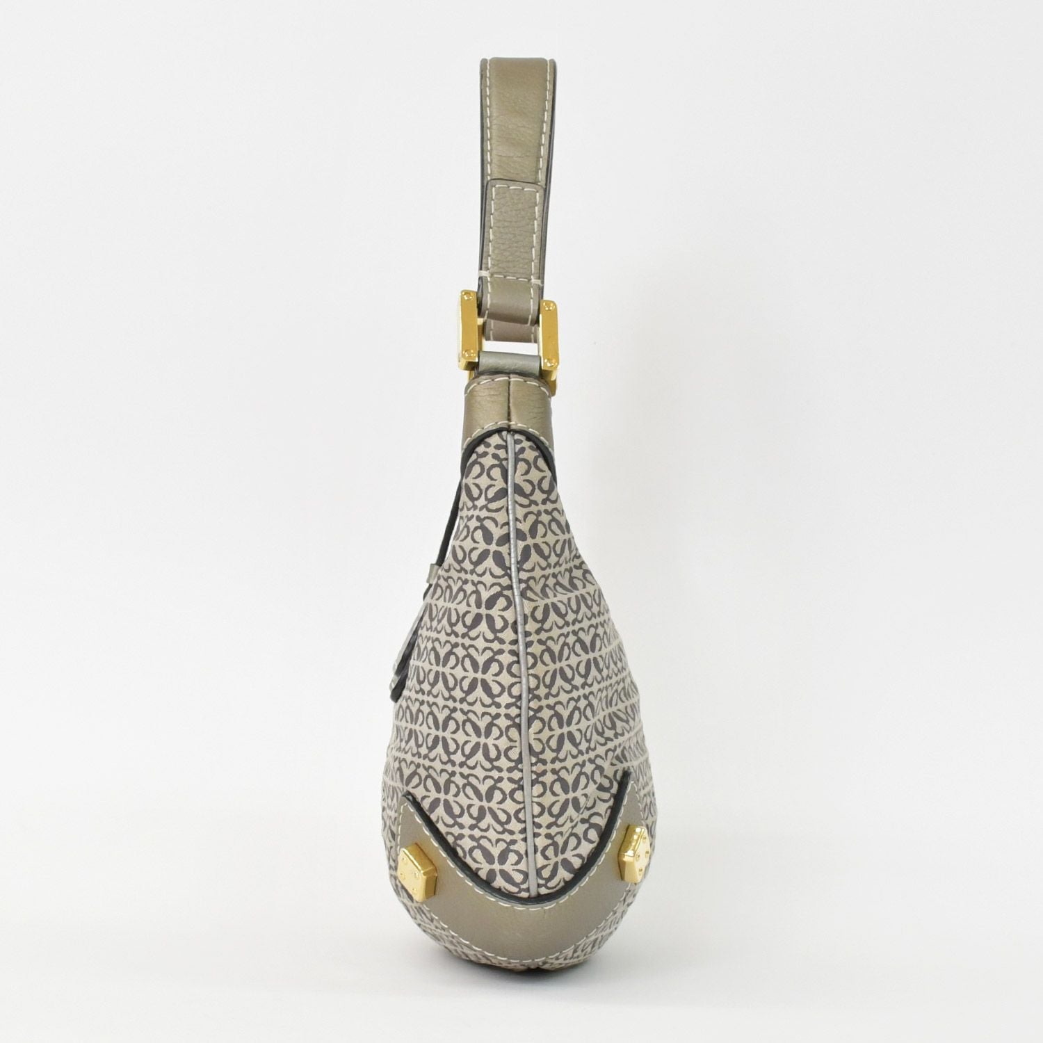 Loewe New Road Line Anagram Bag Silver Canvas Leather Gold — view 2