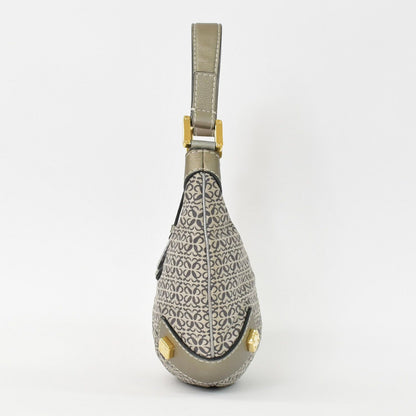 Loewe New Road Line Anagram Bag Silver Canvas Leather Gold — view 2