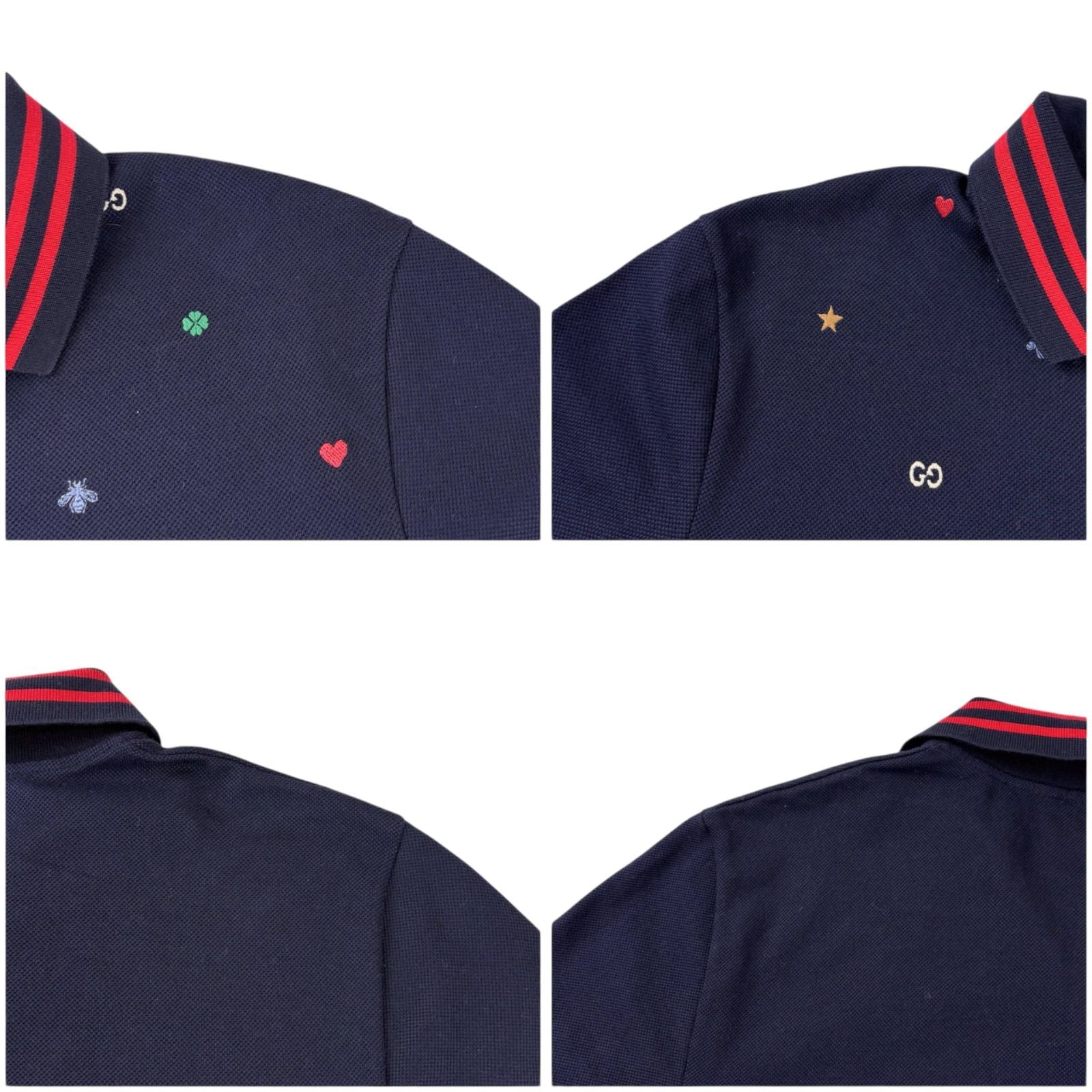 Gucci Polo Shirt Short Sleeve Embroidered All Over Pattern Bee Star — view 7
