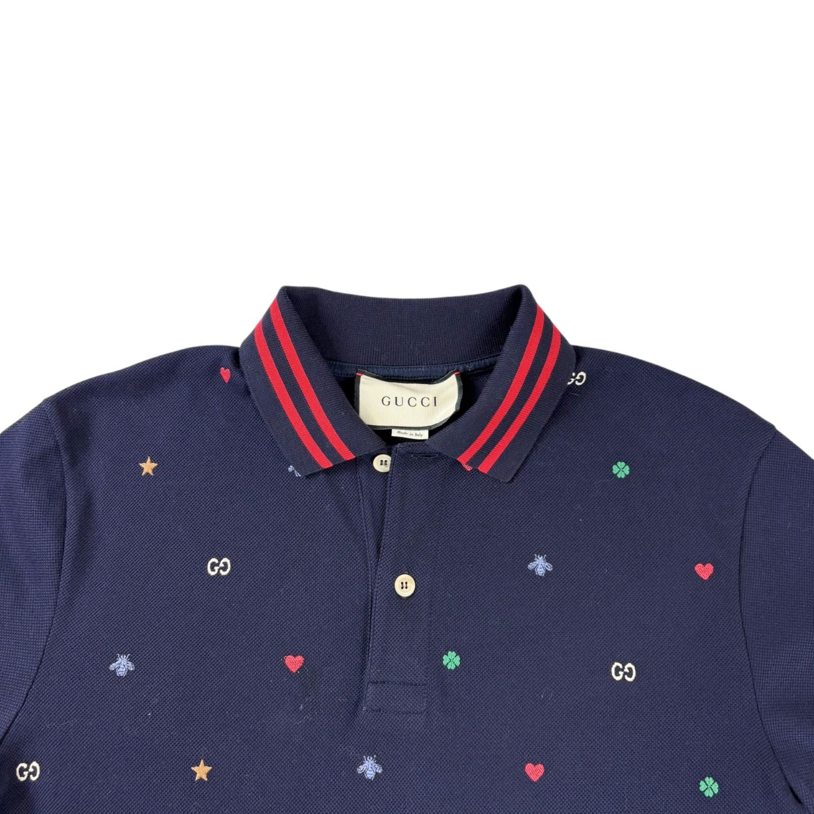 Gucci Polo Shirt Short Sleeve Embroidered All Over Pattern Bee Star — view 6