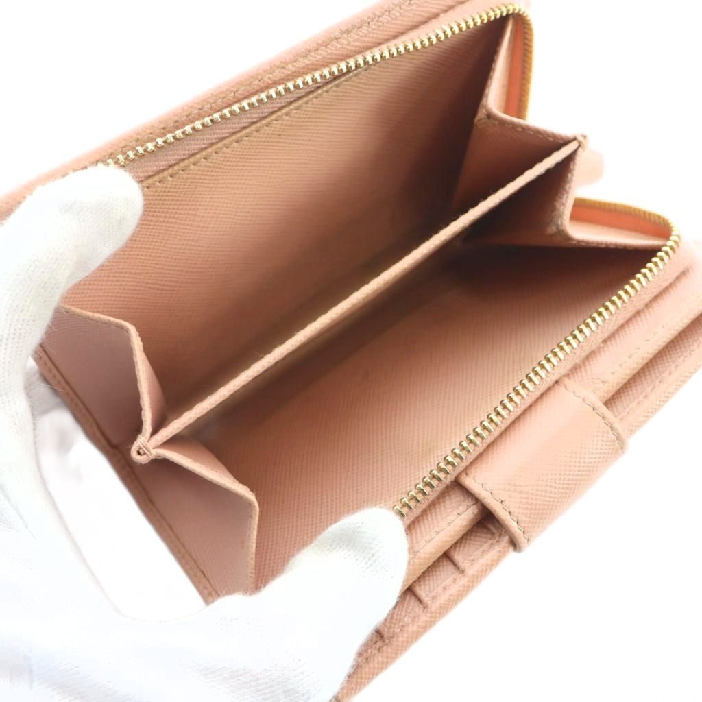 Prada Bifold Wallet Leather Logo Saffiano Pink — view 7