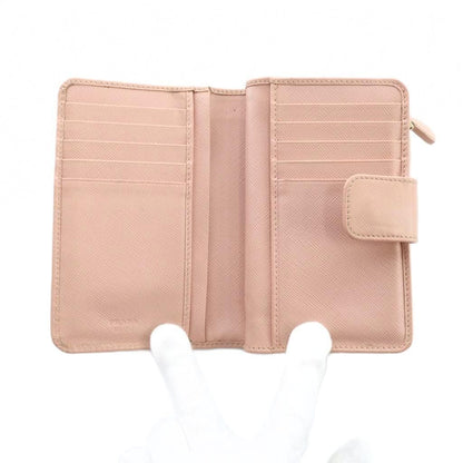 Prada Bifold Wallet Leather Logo Saffiano Pink — view 5