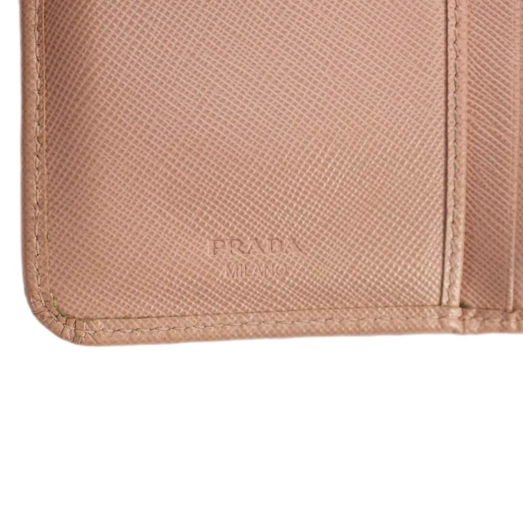 Prada Bifold Wallet Leather Logo Saffiano Pink — view 8