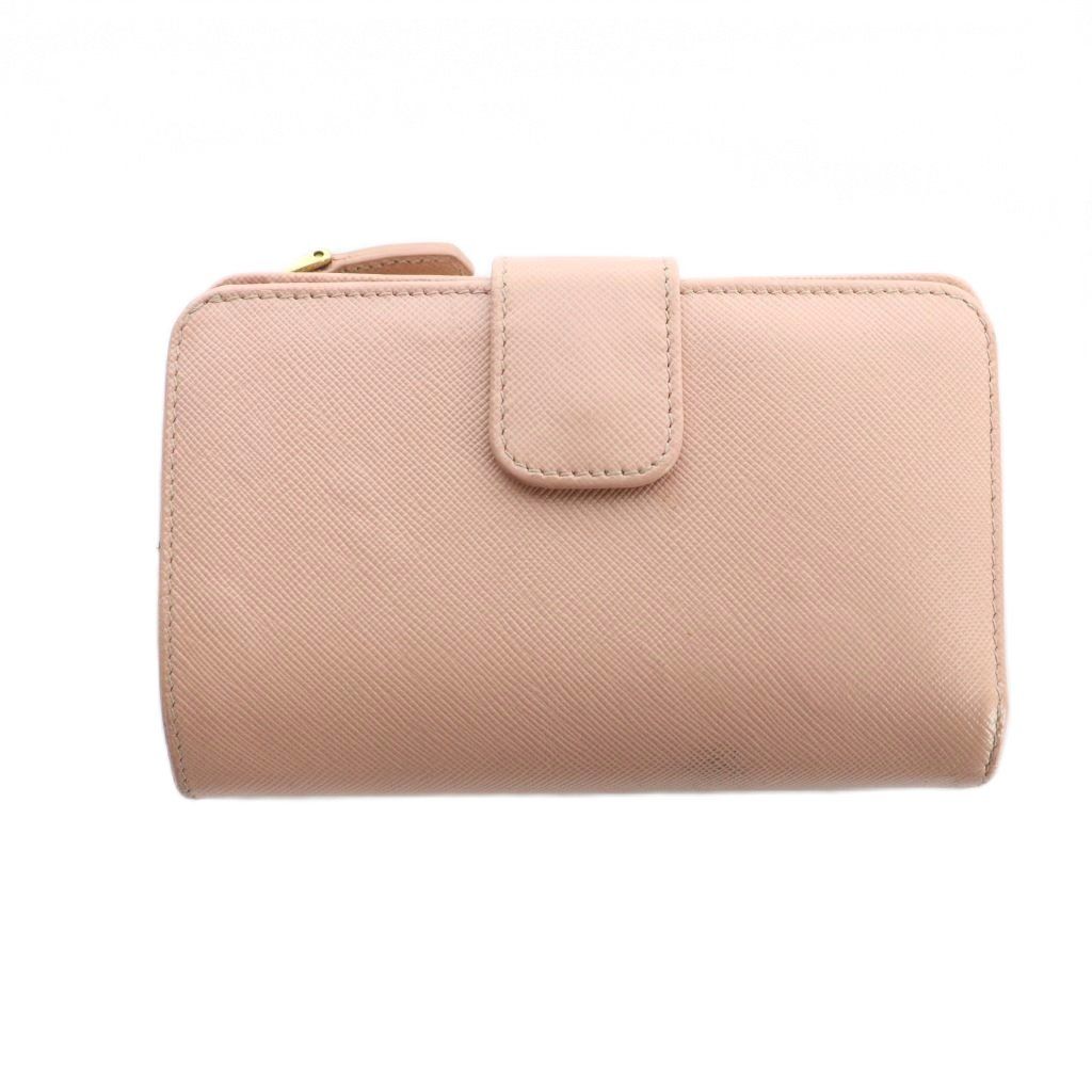 Prada Bifold Wallet Leather Logo Saffiano Pink — view 2