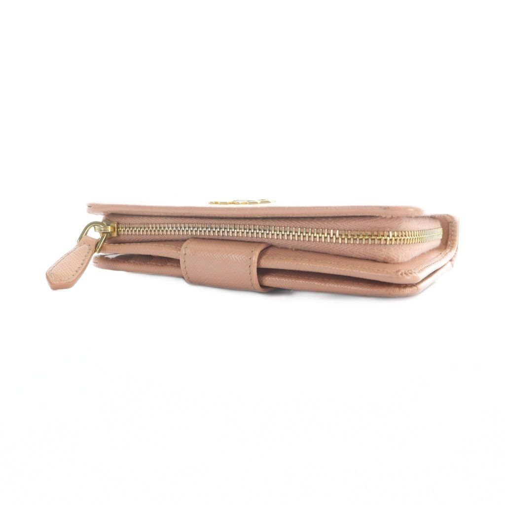 Prada Bifold Wallet Leather Logo Saffiano Pink — view 4