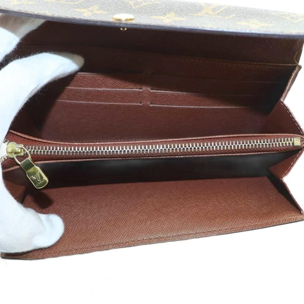 Louis Vuitton Wallet Bifold Coin Purse Leather Monogram Pattern Brown — view 5
