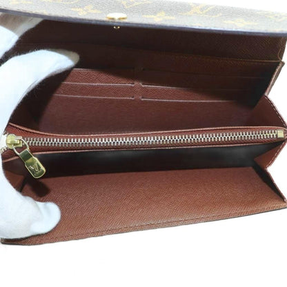 Louis Vuitton Wallet Bifold Coin Purse Leather Monogram Pattern Brown — view 5