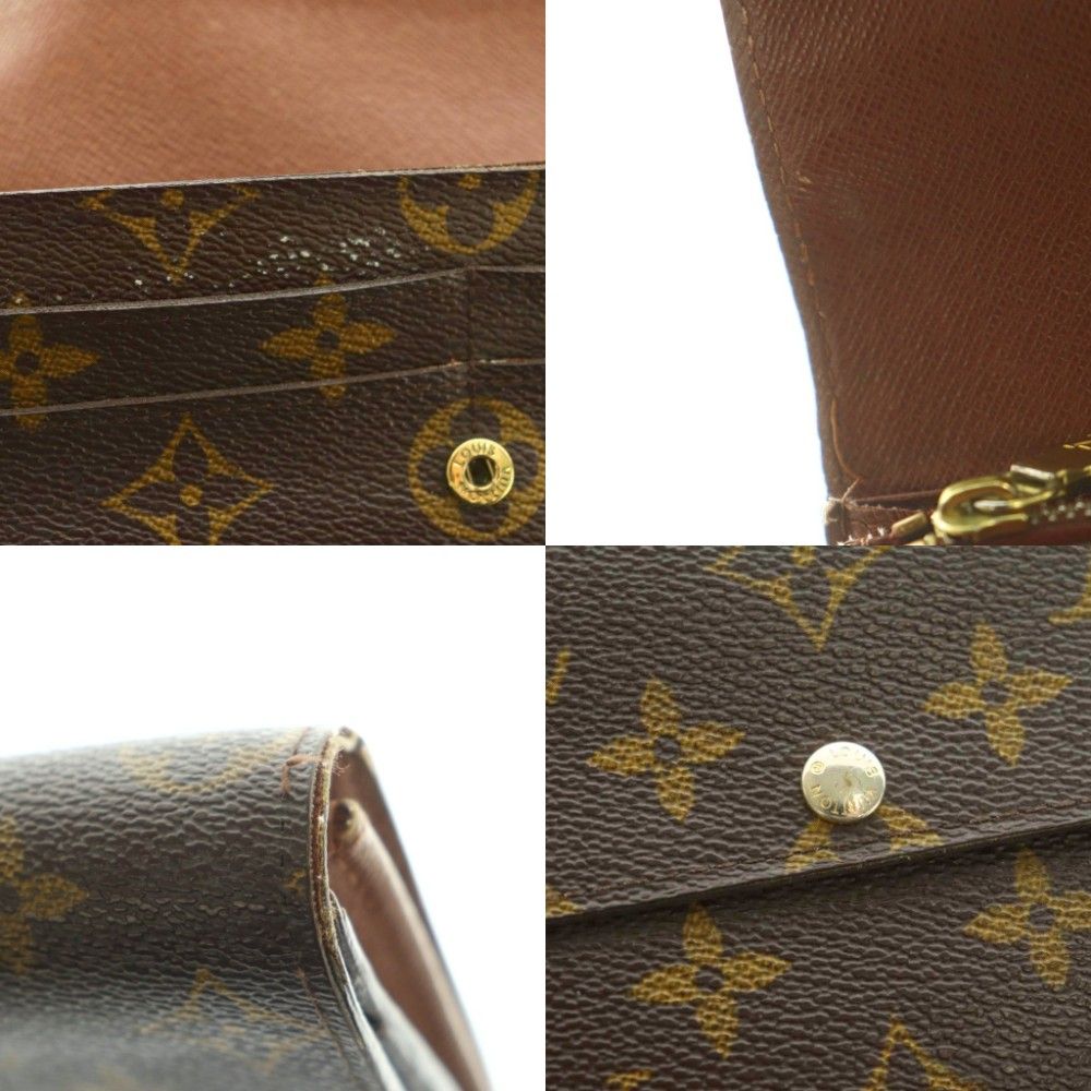 Louis Vuitton Wallet Bifold Coin Purse Leather Monogram Pattern Brown — view 9