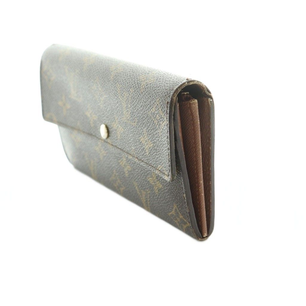 Louis Vuitton Wallet Bifold Coin Purse Leather Monogram Pattern Brown — view 3