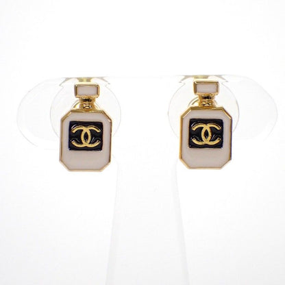 Chanel CC Logo Earrings Metal White Gold — view 3