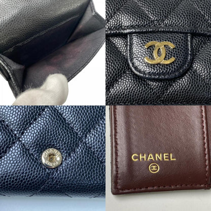 Chanel CC Logo Caviar Leather Trifold Wallet — view 9