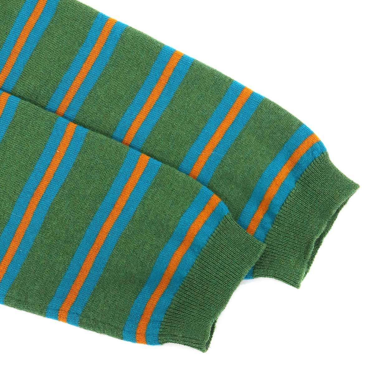 Loewe Cropped Wide Border Knit Polo Shirt Green — view 4