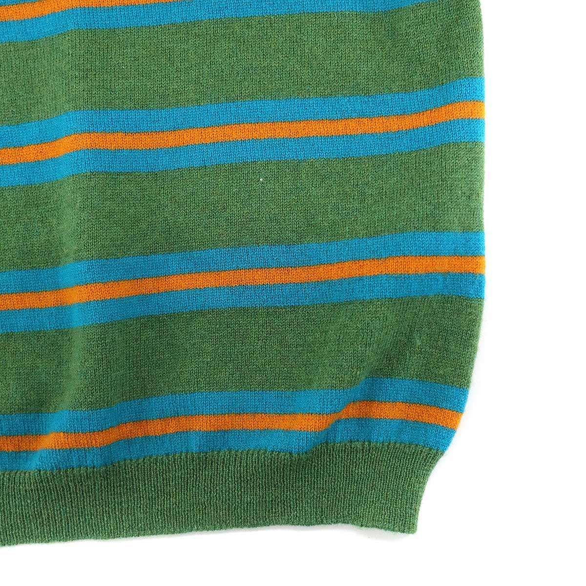 Loewe Cropped Wide Border Knit Polo Shirt Green — view 5