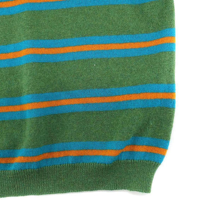 Loewe Cropped Wide Border Knit Polo Shirt Green — view 5