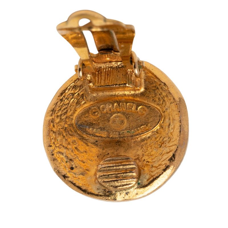 Chanel Vintage Rue Cambon le Logo Gold Plated Earrings — view 3