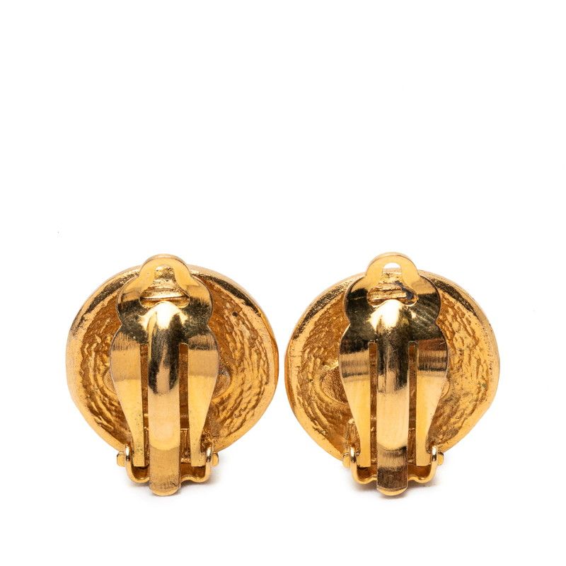 Chanel Vintage Rue Cambon le Logo Gold Plated Earrings — view 2