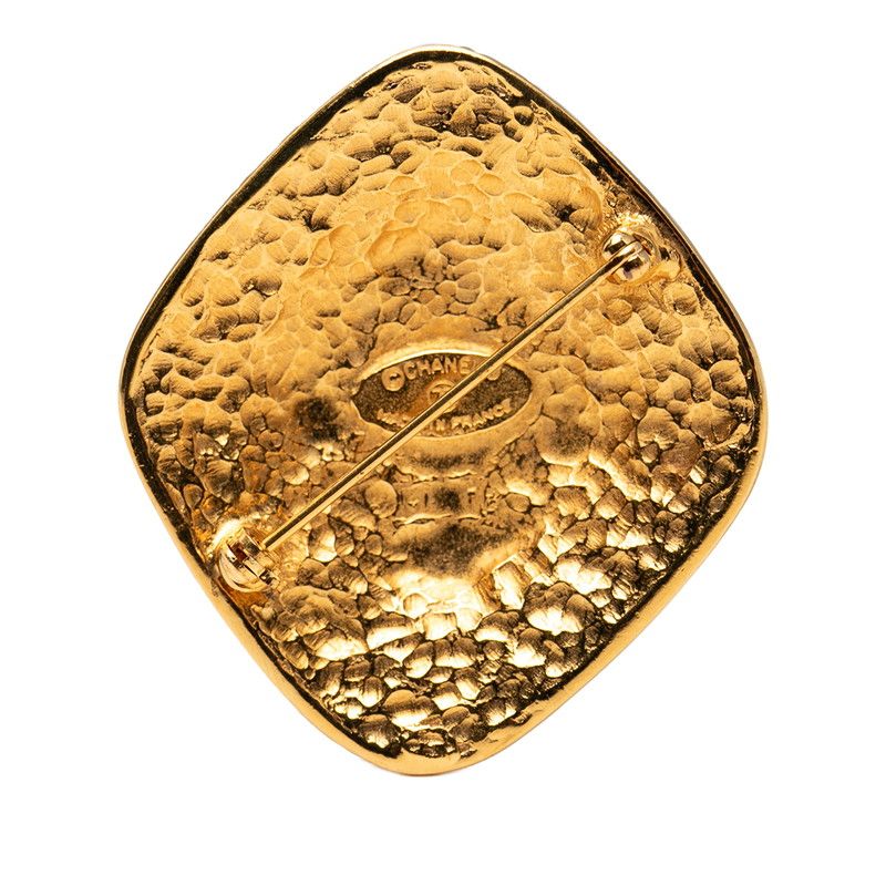 Chanel Vintage Diamond Arabesque Gold Plated Brooch — view 2