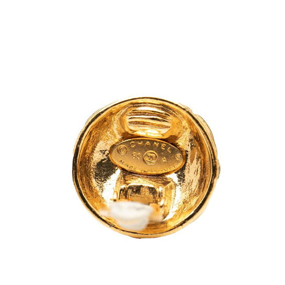 Chanel CC Logo Quilted Vintage Gold Plated Earrings — view 3