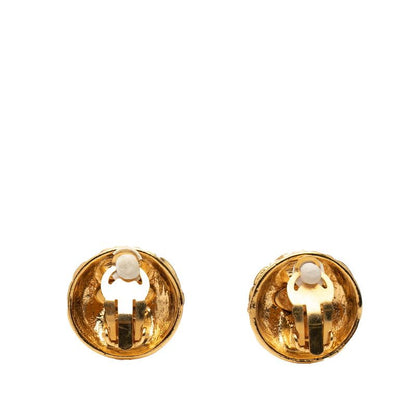 Chanel CC Logo Quilted Vintage Gold Plated Earrings — view 2